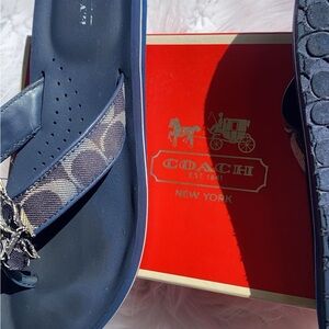 Coach Navy Flip Flops